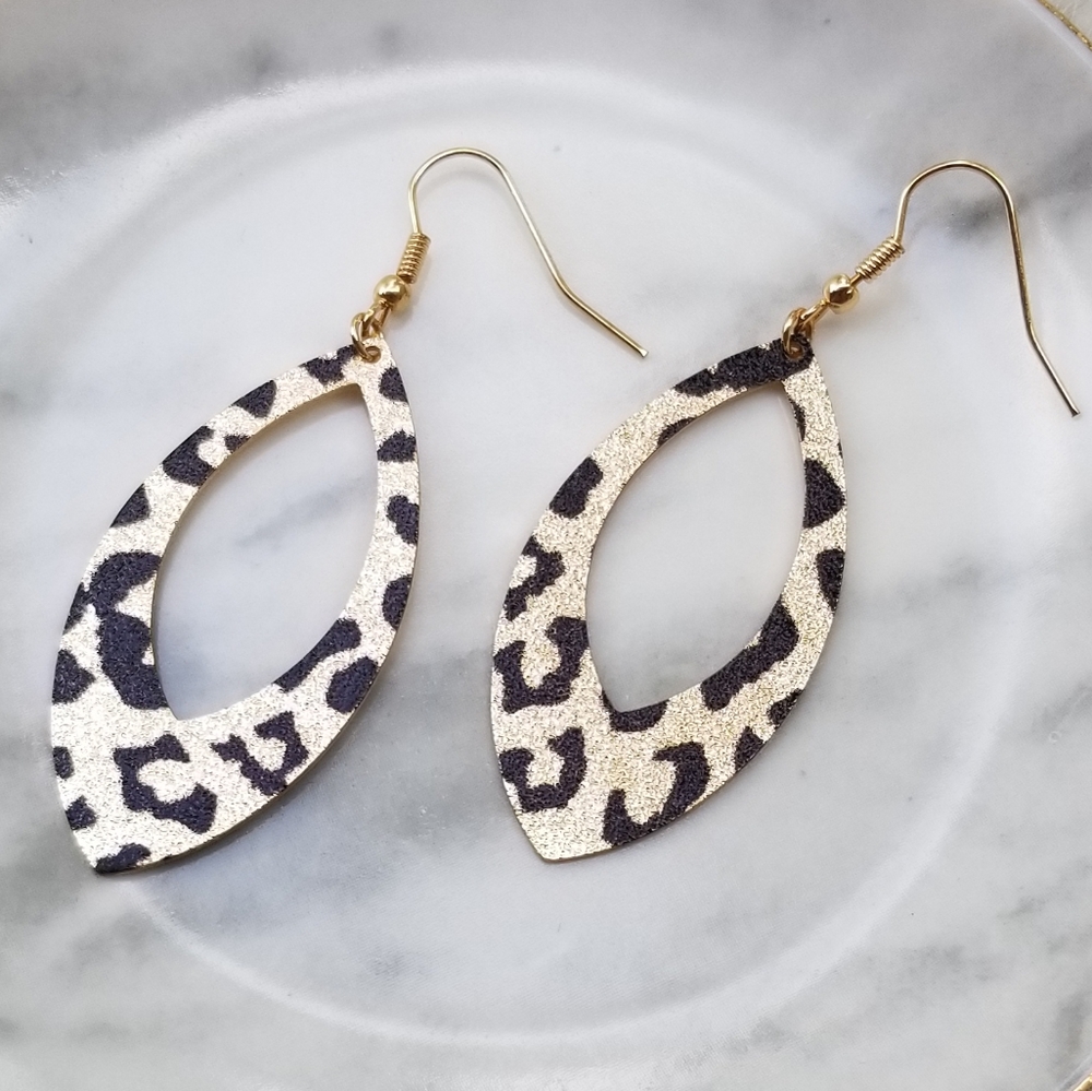 Cats Meow Metallic Leopard Drop Earrings